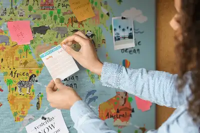 Printed Cork Board World map with animals