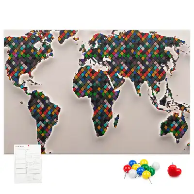 Abstract world map cork memo board