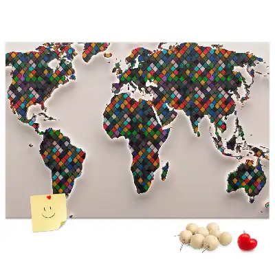 Cork memo board Abstract world map