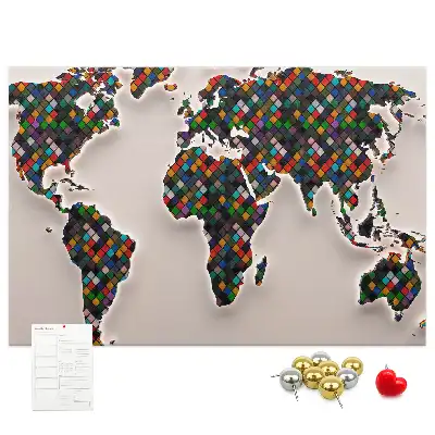 Cork memo board Abstract world map