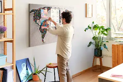 Cork memo board Abstract world map
