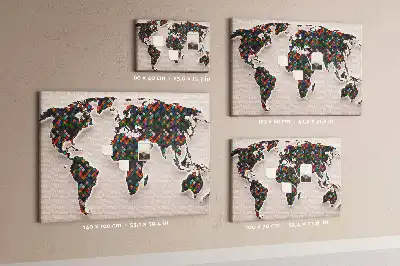 Abstract world map cork memo board
