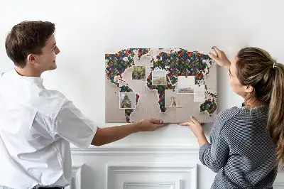 Cork memo board Abstract world map