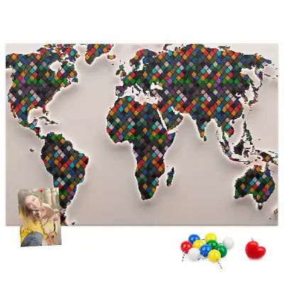 Cork memo board Abstract world map