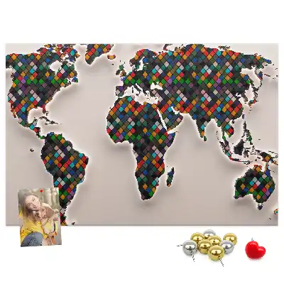 Cork memo board Abstract world map