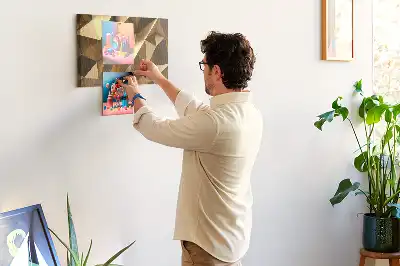 Cork memo board with abstract triangles design