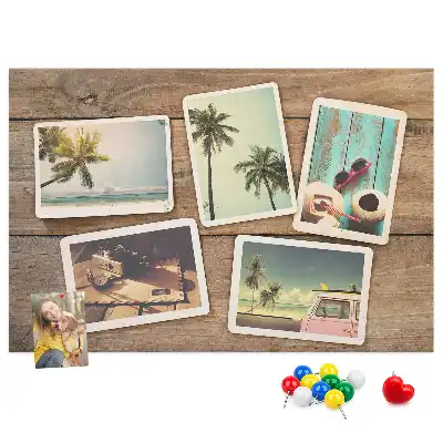 Printed Cork Board Polaroid photos