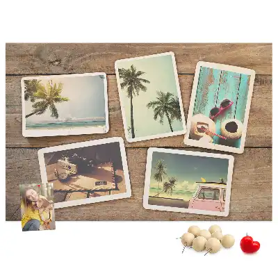 Printed Cork Board Polaroid photos