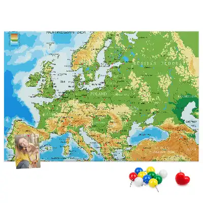 Printed Cork Memo Board Geography World Map