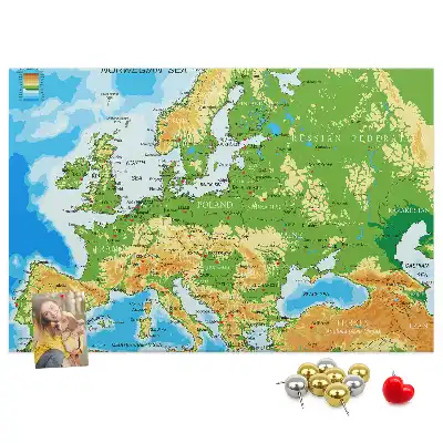 Printed Cork Memo Board Geography World Map