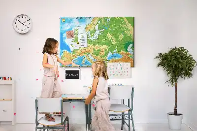 Printed Cork Memo Board Geography World Map