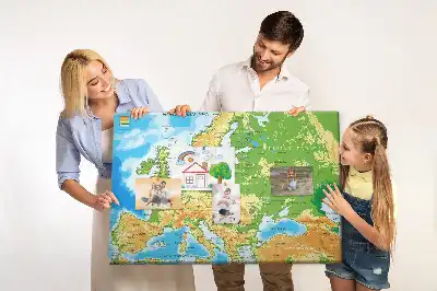 Printed Cork Memo Board Geography World Map