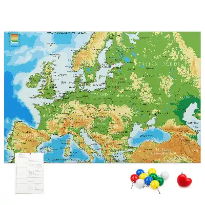 Printed Cork Memo Board Geography World Map