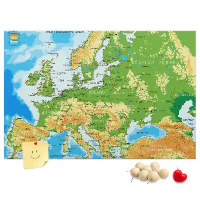 Printed Cork Memo Board Geography World Map