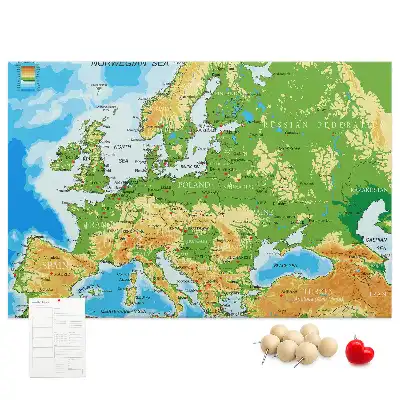 Printed Cork Memo Board Geography World Map