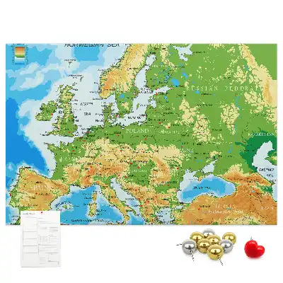 Printed Cork Memo Board Geography World Map