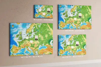 Printed Cork Memo Board Geography World Map