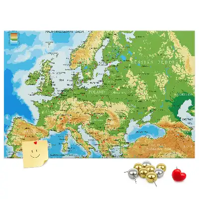 Printed Cork Memo Board Geography World Map