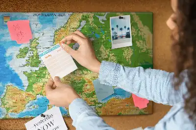 Printed Cork Memo Board Geography World Map