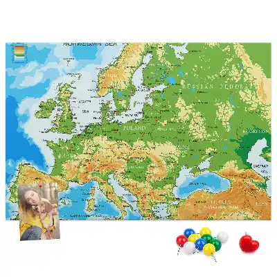 Printed Cork Memo Board Geography World Map