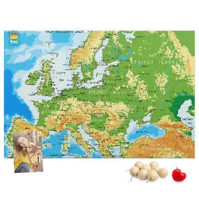 Printed Cork Memo Board Geography World Map