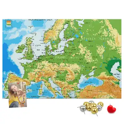 Printed Cork Memo Board Geography World Map