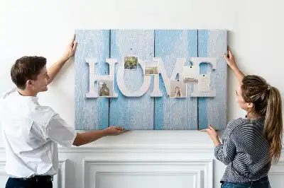 Cork memo board Home lettering