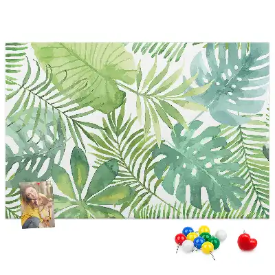 Tropical Leaves Printed Cork Memo Board