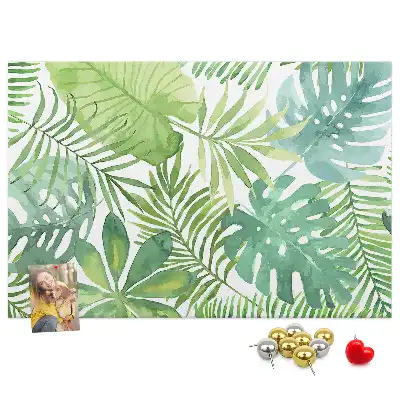 Tropical Leaves Printed Cork Memo Board