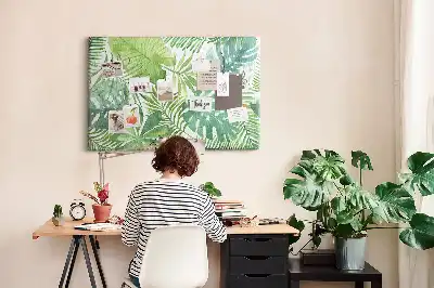 Printed Cork Memo Board Tropical leaves