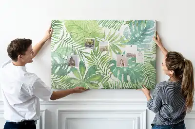 Tropical Leaves Printed Cork Memo Board