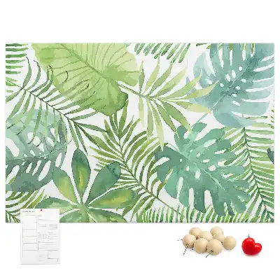 Printed Cork Memo Board Tropical leaves