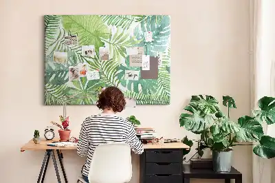Tropical Leaves Printed Cork Memo Board