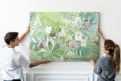 Printed Cork Memo Board Tropical leaves