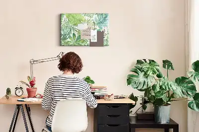 Tropical Leaves Printed Cork Memo Board