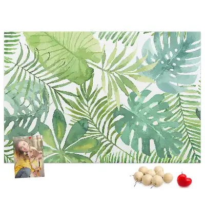 Printed Cork Memo Board Tropical leaves