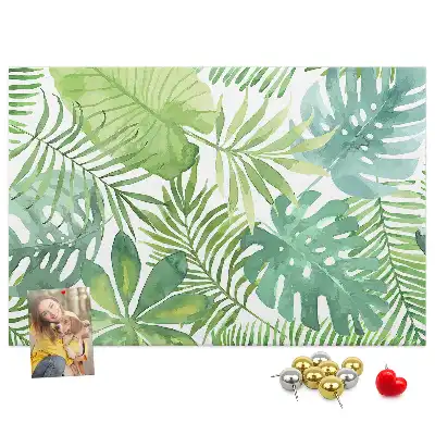 Printed Cork Memo Board Tropical leaves