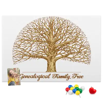 Printed Cork Memo Board with Old Family Tree Design