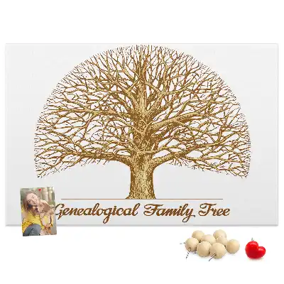 Printed Cork Memo Board with Old Family Tree Design