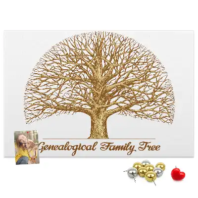 Printed Cork Memo Board with Old Family Tree Design