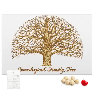 Printed Cork Memo Board with Old Family Tree Design