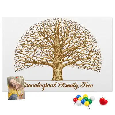 Printed Cork Memo Board Old family tree