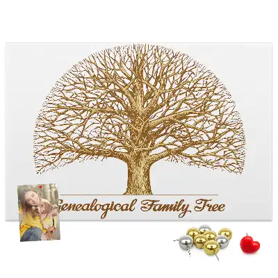 Printed Cork Memo Board with Old Family Tree Design