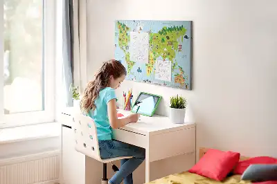 Cork memo board Cultures world map