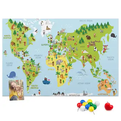 Cultures World Map Cork Memo Board