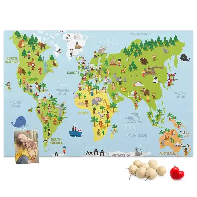 Cultures World Map Cork Memo Board