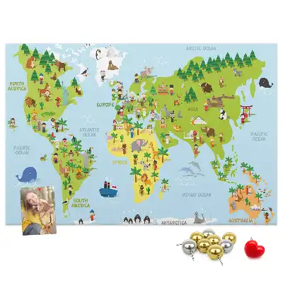 Cultures World Map Cork Memo Board