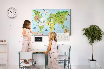 Cork memo board Cultures world map