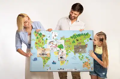 Cork memo board Cultures world map