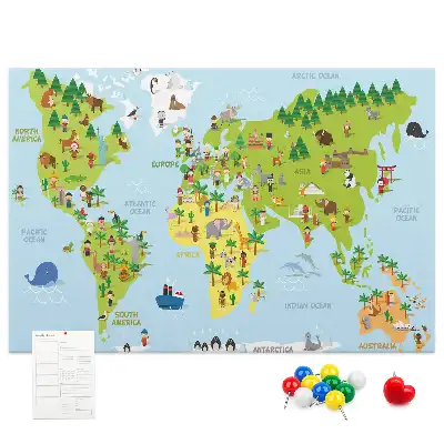 Cultures World Map Cork Memo Board